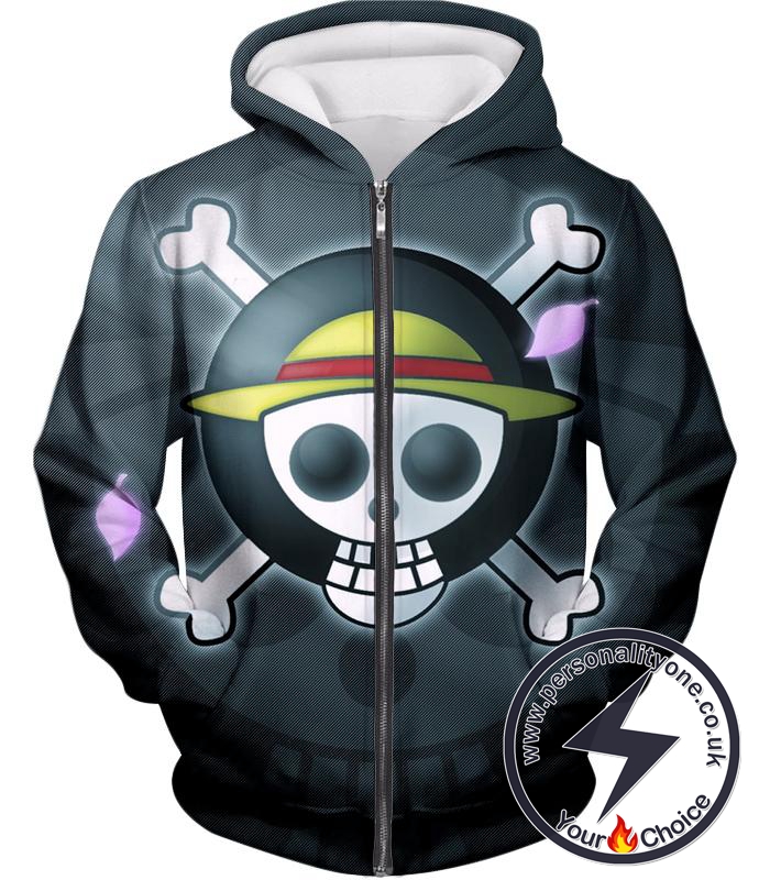 One Piece Super Cool Straw Hat Pirate Logo Promo Zip Up Hoodie